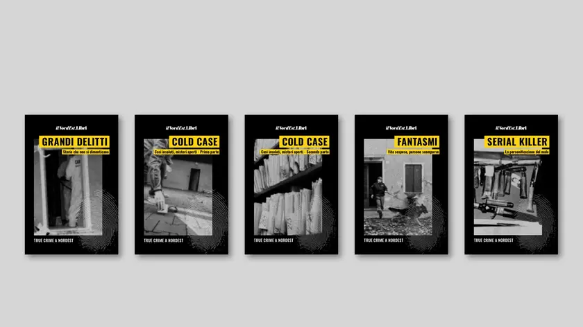 Le copertine dei 5 volumi: dai casi irrisolti ai grandi delitti fino alle storie dei serial killer