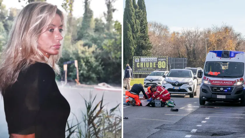 La vittima, Giuseppina Gherlani, in una foto tratta da Fb e i soccorritori sul luogo dell'incidente (Bonaventura)