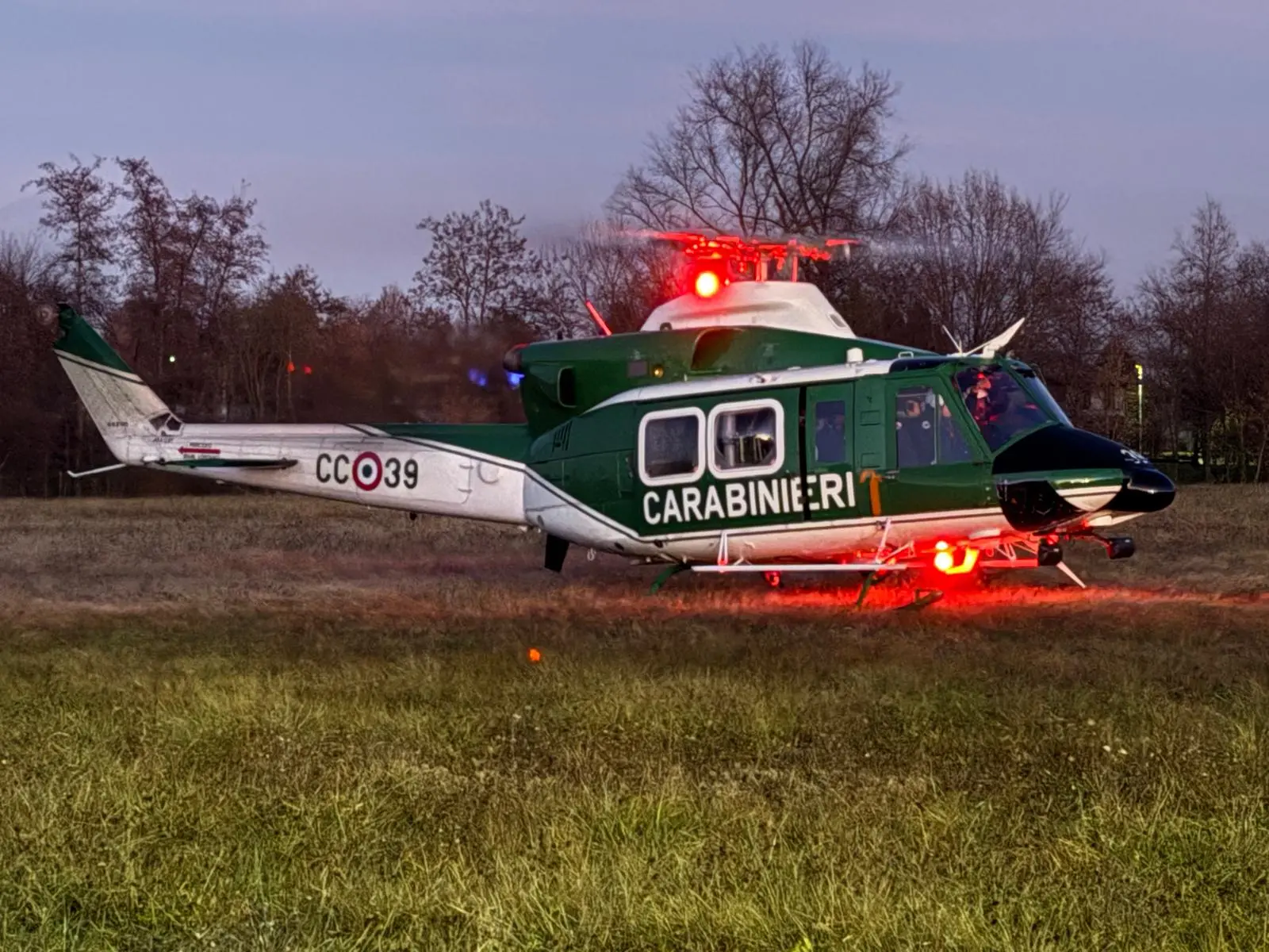L'elicottero dei carabinieri