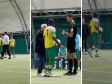 Tre momenti della partita Clark Udine-Manzano dopo l'espulsione del giocatore