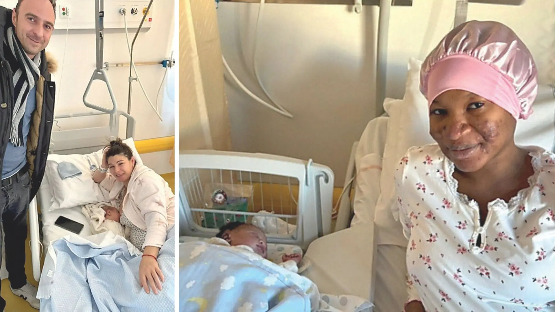 Luca Christian con i genitori, a destra la piccola Aminata