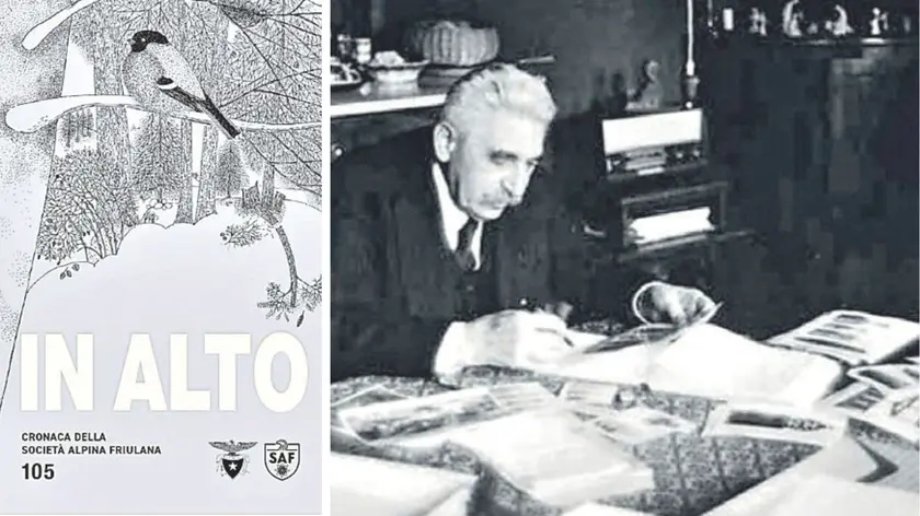 La copertina della rivista In Alto (sarà presentata a Udine) e Michele Gortani