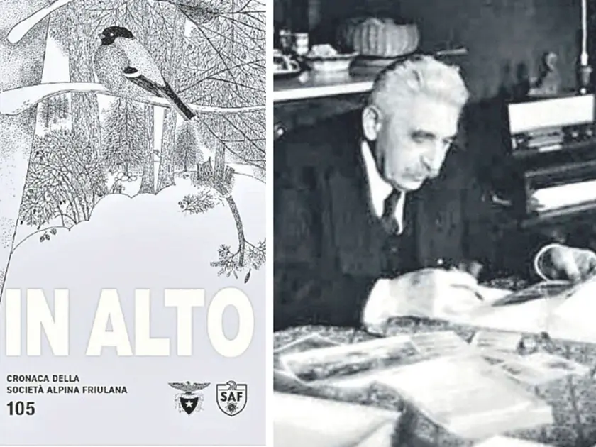 La copertina della rivista In Alto (sarà presentata a Udine) e Michele Gortani