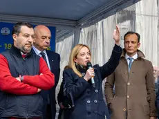 Da sinistra a destra: Matteo Salvini, Roberto Dipiazza, Giorgia Meloni e Massimiliano Fedriga