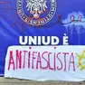 Lo striscione antifascista comparso all'Università di Udine (foto Petrussi)