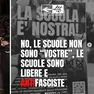 Il manifesto di Azione studentesca fuori dal liceo e, a destra, la scritta apparsa sui social in risposta a quanto pubblicato sui prof di sinistra