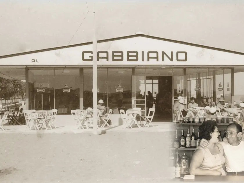 Un’immagine storica dello stabilimento Il Gabbiano a Lignano Sabbiadoro