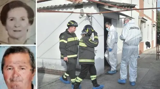 Luigi Codotto e Luigia Rossi, a destra i carabinieri del reparto scientifico nella villetta a Latisana