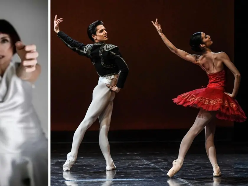 Emanuela Tagliavia, docente di danza contemporanea, e i ballerini Claudia D’Antonio e Salvatore Manzo