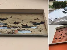I danni alle abitazioni a Mortegliano dopo una grandinata