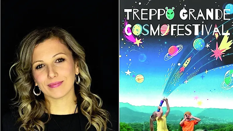 La madrina del festival Edwige Pezzulli, astrofisica, autrice e conduttrice Rai, e la locandina