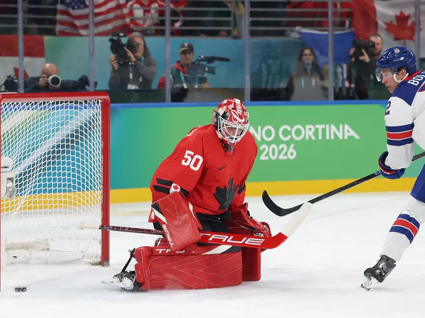 La rete di Boldy che ha portato gli Usa sull'1-0 nella sfida contro il Canada per l'oro nell'hockey