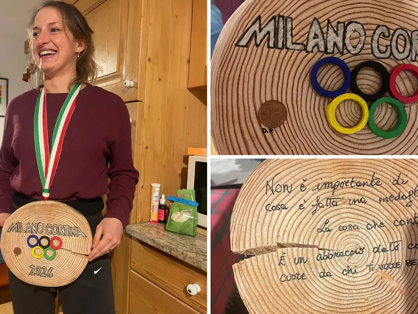 Lara Della Mea e la sua medaglia di legno donata dai fan della Valcanale
