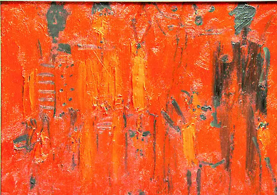 Cacciatori, 1973, olio su tela