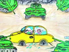 Una delle opere che erano state esposte nella scuola paritaria Vendramini a Pordenone