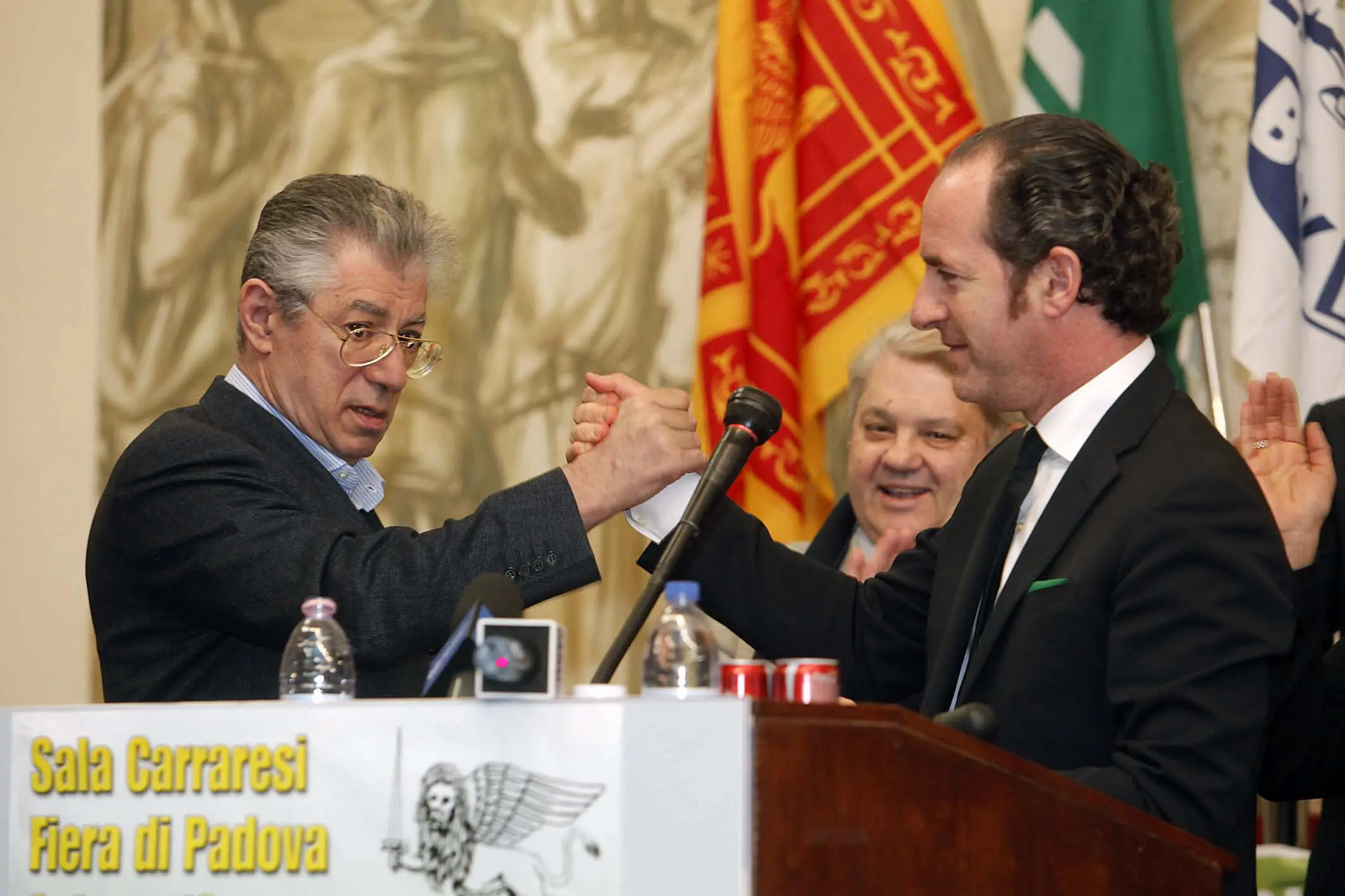 BOSSI IN FIERA - DA SX: UMBERTO BOSSI, GIAN PAOLO GOBBO E LUCA ZAIA