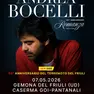 La locandina del concerto di Bocelli in programma il 7 maggio prossimo a Gemona