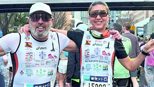 Paolo Bartolini e Silvia Chiló alla maratona di Tokyo