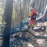 Le operazioni di spegnimento dell'incendio boschivo a Verzegnis
