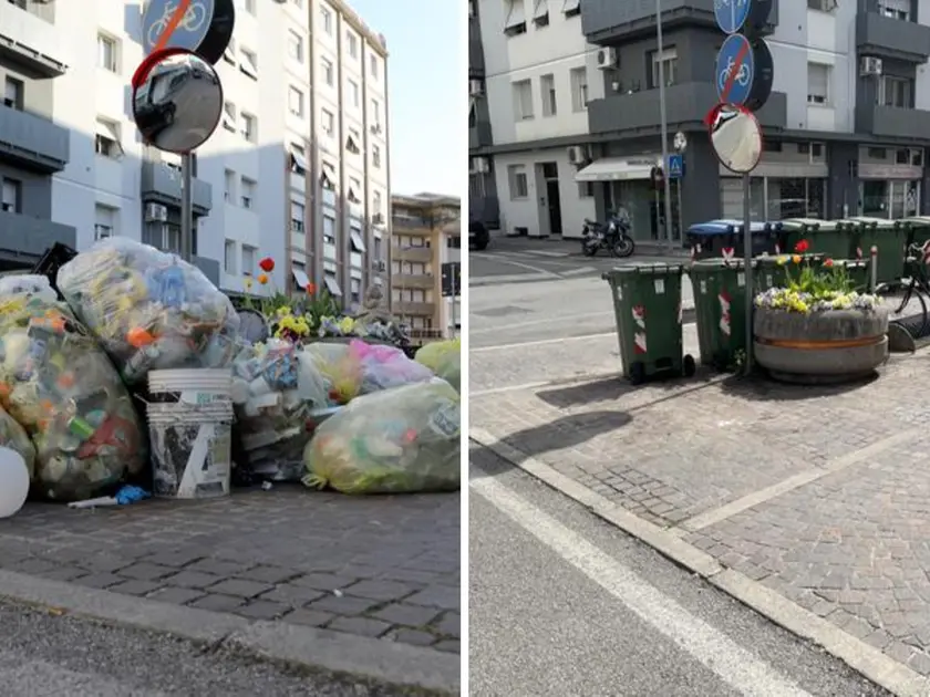 Prima e dopo la raccolta dei rifiuti