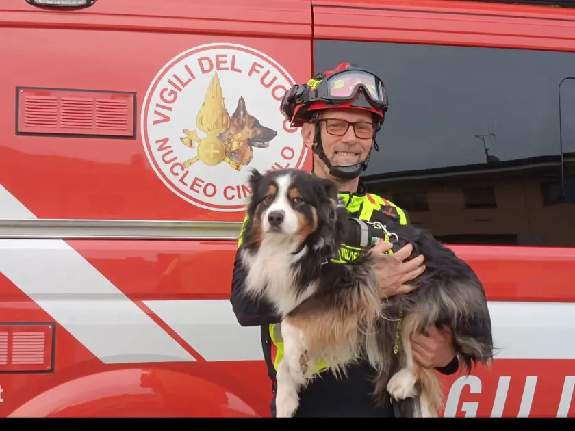 Lamù, 11 anni, Australian Shepherd femmina con il suo conduttore Andrea Leban