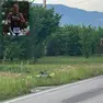 Il luogo dell'incidente a Povoletto e, nel riquadro, Matteo Cecchinel durante una gara podistica