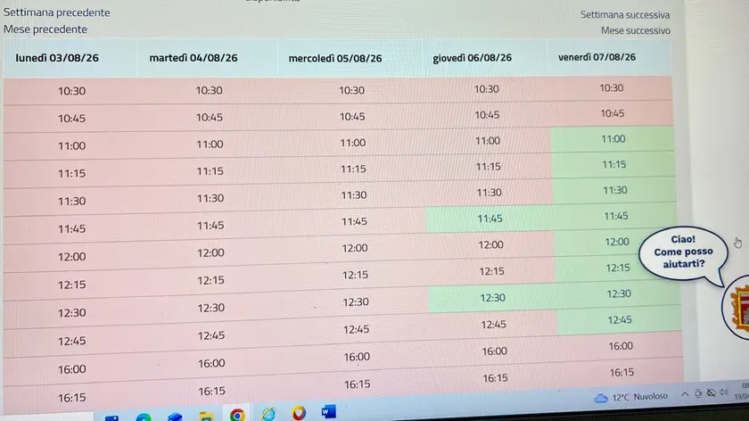 Nella schermata del computer si vede che i primi appuntamenti liberi sono ad agosto