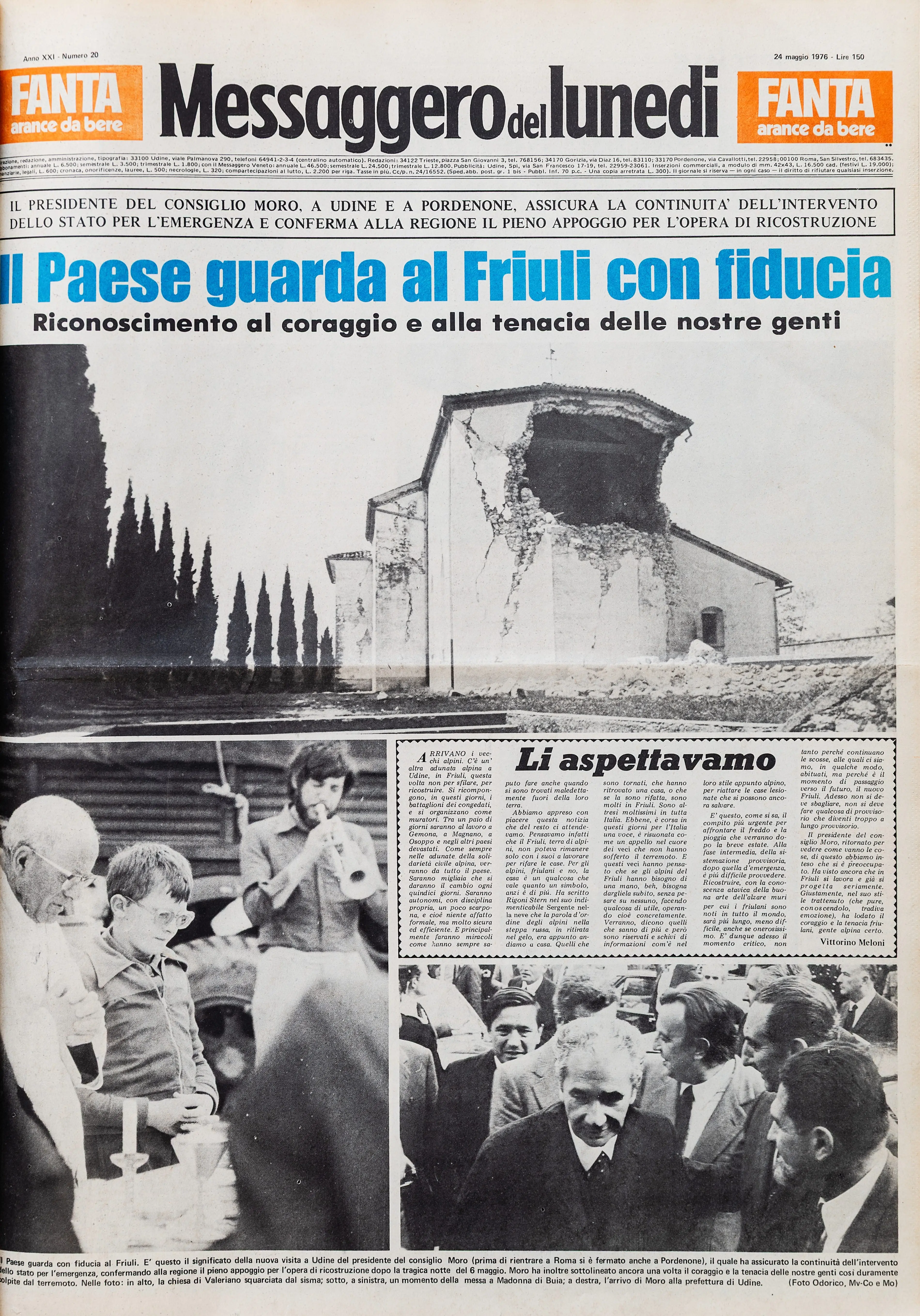 Dal giorno dopo la prima scossa, che alle 21 del 6 maggio 1976 raggiunse una Magnitudo di 6.5 alle repliche sismiche dei giorni successi, fino agli ulteriori sismi registrati quattro mesi dopo, a settembre: l'11 venne rilevato un sisma di Magnitudo 5.6, il 15 di Magnitudo 6. La devastazione immortalata dai primi, drammatici scatti fotografici, i morti, le testimonianze e le disperate richieste di aiuto della popolazione: un resoconto crudo, come quel sentimento che per mesi oscurò il Friuli: la paura. (Archivio Messaggero Veneto)