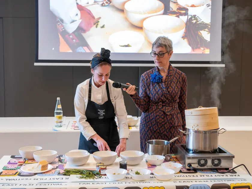 Chiara Canzoneri durante il cooking show (Foto Petrussi)