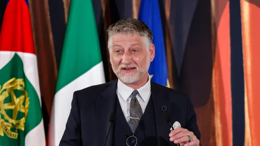 Il ministro della Cultura Alessandro Giuli al Quirinale durante la cerimonia di presentazione dei candidati ai Premi ''David di Donatello'', Roma, 5 Maggio 2026. Foto Ansa