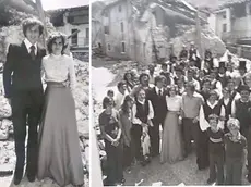 Il matrimonio di Loretta e Lino Madotto, celebrato nella tendopoli di Oseacco il 16 maggio 1976