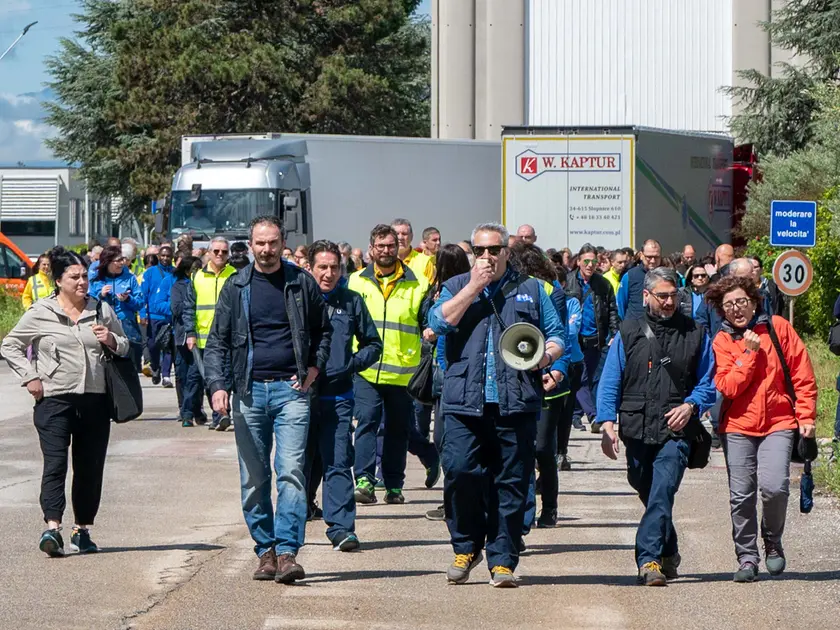 Lo sciopero dei lavoratori Electrolux di martedì (foto Petrussi / Marco Brisotto)