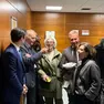 Gli avvocati degli imputati in aula prima dell’udienza