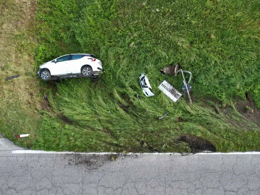 Una vista dall'alto dell'incidente verificatosi a Fontanafredda