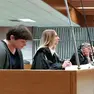 Da sinistra: Silvia Comello, l’avvocato Lenarduzzi e il pm Gondolo