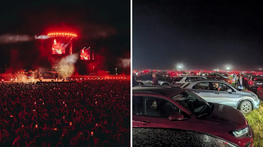 I due volti del concerto: lo splendido spettacolo di Cremonini (foto ufficiale di Erika Serio) e le auto bloccate per ore nel parcheggio V in attesa di poter uscire