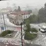 Borgomeduna (Pordenone) con le strade imbiancate dalla grandinata (foto pagina Facebook di Ewa Volpones)
