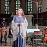 L’attrice Astra Lanz che interpreta Jacopa de’ Settesoli, nobildonna romana e amica del Santo, fino ai suoi ultimi giorni
