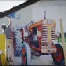 Alcune delle opere realizzate a Campolonghetto di Bagnaria Arsa e artisti al lavoro