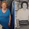 Cesarina Vidal nel suo emporio oggi e in una foto storica