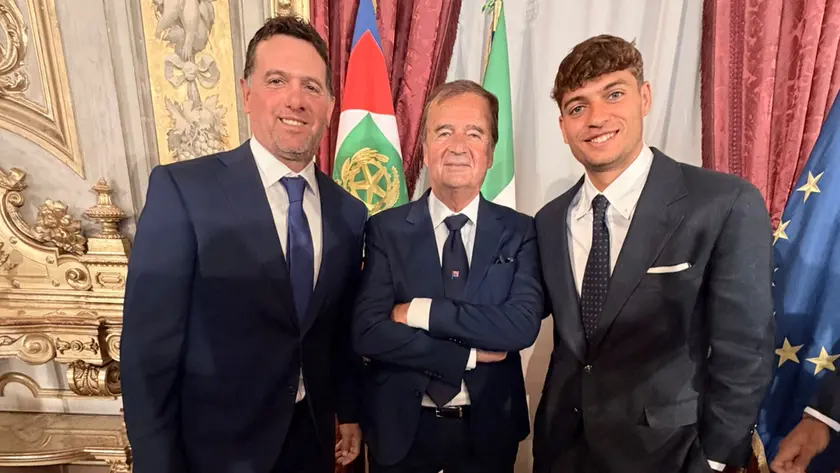 Flavio Cobolli con papà Stefano e nonno Giulio al Quirinale