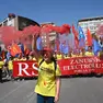 Il corteo dei lavoratori Electrolux. Foto Brisotto/Petrussi