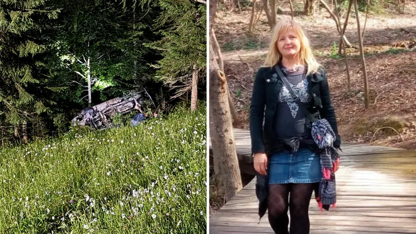La scarpata boschiva dove è finito il pick-up e Slavica Ilic