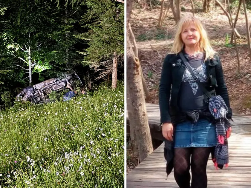 La scarpata boschiva dove è finito il pick-up e Slavica Ilic