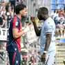 Davis chiede spiegazioni al cagliaritano Dossena, accusato di insulti razzisti (foto Petrussi)