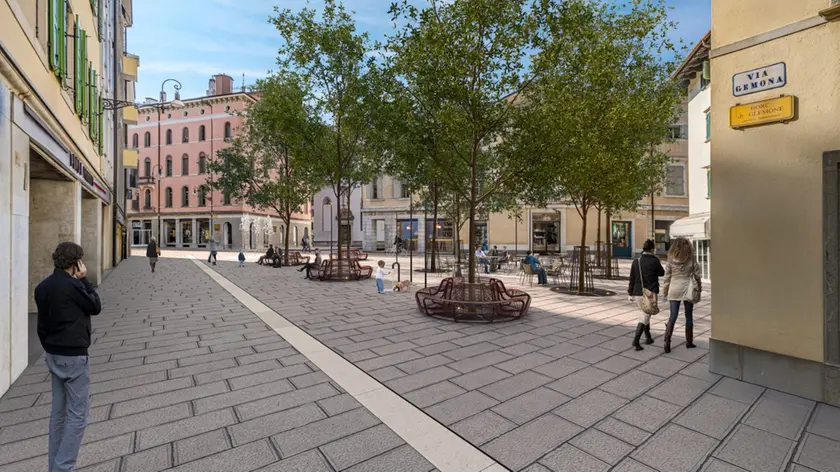 Piazza San Cristoforo nel rendering del progetto