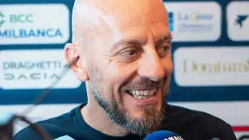Demis Cavina il giorno della presentazione alla Fortitudo