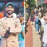 A sinistra Carmelo Chiaramida, a destra la fila il giorno dell’inaugurazione