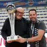 Boniciolli e Pedone con la coppa Italia di A2 vinta quando il coach triestino guidava l’Apu