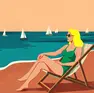 Estati in spiaggia in un’immagine che riecheggia i manfesti turistici in stile vintage del dopoguerra